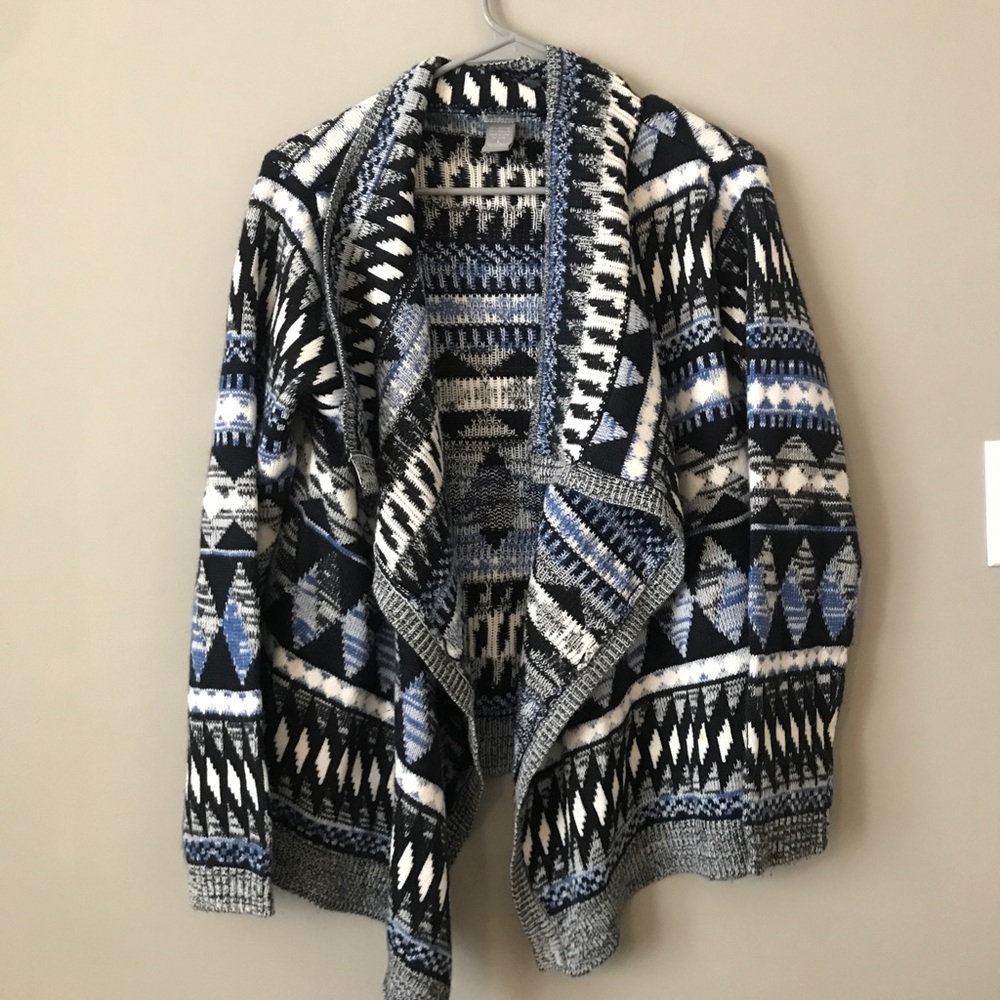 Tribal print open sweater